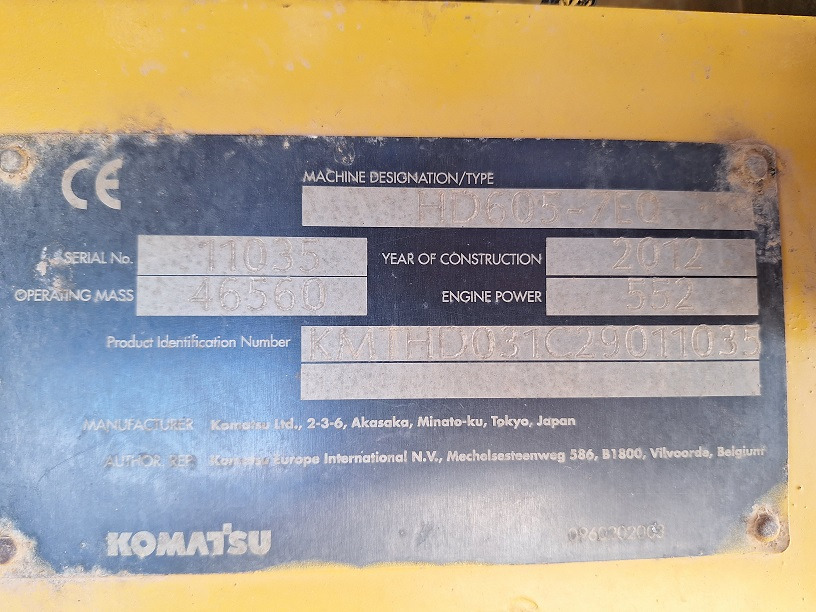 KOMATSU HD605-7EO - Karjeru pašizgāzējs: foto 5 KOMATSU HD605-7EO - Karjeru pašizgāzējs: foto 5