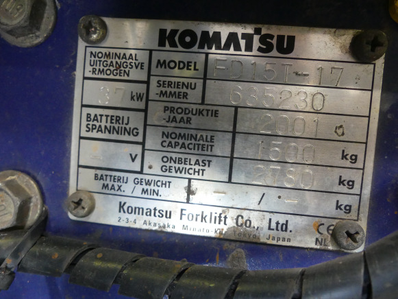 Chariot élévateur Komatsu FD15T-17 - Autokrāvējs: foto 3 Chariot élévateur Komatsu FD15T-17 - Autokrāvējs: foto 3