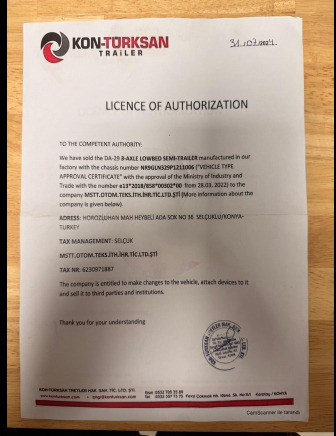 Puspiekabe autovedējs Remorque porte engin triple essieu Kon-Turksan GLN3 (2023-VIN:NR9GLN329P1211006): foto 13