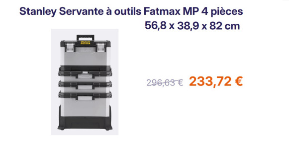 Garāžu aprīkojums Servante d'atelier sur roulettes STANLEY FATMAX MP 4 pièces: foto 1