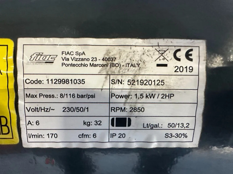 Airmec FIAC 2 PK 170 L / min 8 Bar Elektrische Zuigercompressor Overstock - Gaisa kompresors: foto 3 Airmec FIAC 2 PK 170 L / min 8 Bar Elektrische Zuigercompressor Overstock - Gaisa kompresors: foto 3