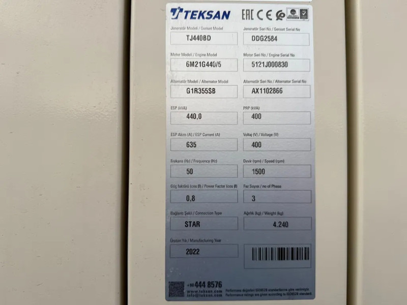 Baudouin Teksan 440 kVA Silent Noodstroom Generatorset Overstock ! New ! Surplus - Elektroģenerators: foto 5 Baudouin Teksan 440 kVA Silent Noodstroom Generatorset Overstock ! New ! Surplus - Elektroģenerators: foto 5