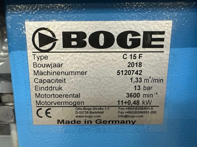 Boge C15F - 15 KW frequentiegeregelde schroefcompressor - Gaisa kompresors: foto 3 Boge C15F - 15 KW frequentiegeregelde schroefcompressor - Gaisa kompresors: foto 3
