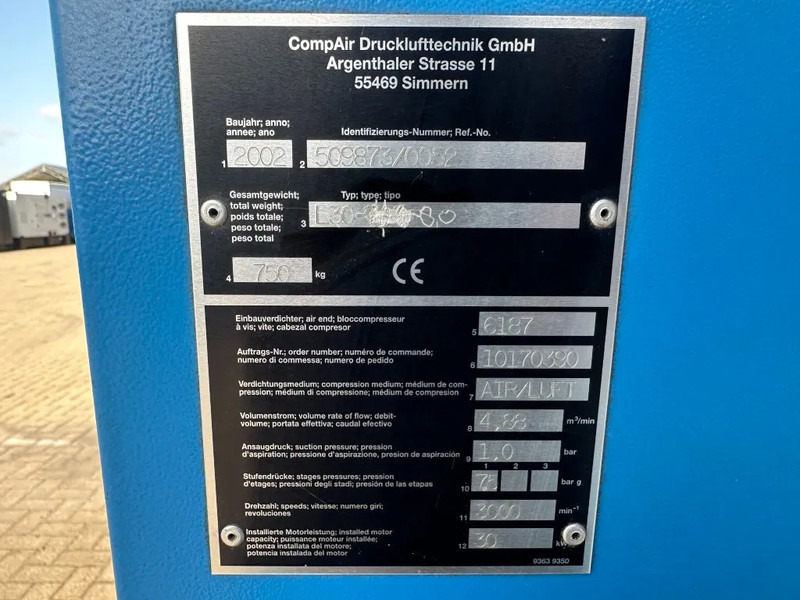 Compair L30 Elektrische Schroefcompressor 30 kW 4.88 m3 / min 7.5 Bar - Gaisa kompresors: foto 3 Compair L30 Elektrische Schroefcompressor 30 kW 4.88 m3 / min 7.5 Bar - Gaisa kompresors: foto 3