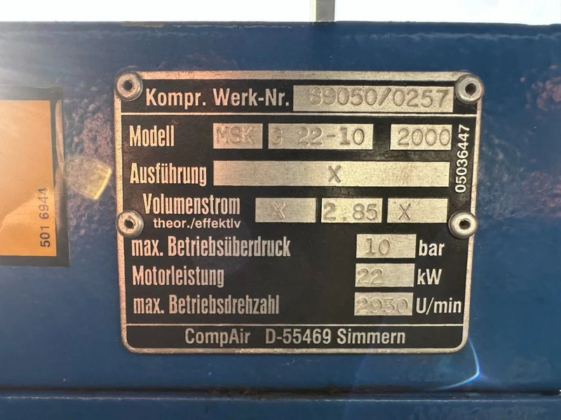 Compair MSK-G22 Elektrische Schroefcompressor 22 kW 3000 L / min 10 Bar - Gaisa kompresors: foto 3 Compair MSK-G22 Elektrische Schroefcompressor 22 kW 3000 L / min 10 Bar - Gaisa kompresors: foto 3