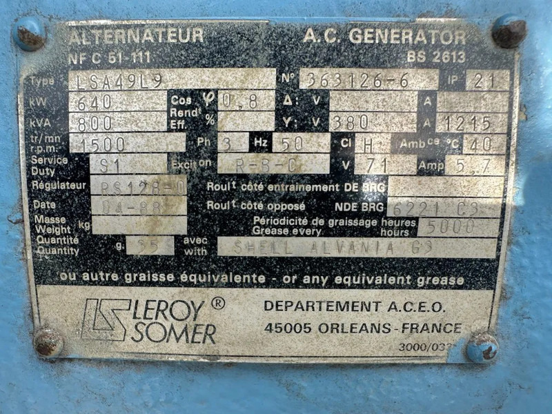 Elektroģenerators Cummins KTA 38 G1 Leroy Somer 800 kVA noodstroom generatorset as New ! 123 hours !: foto 11