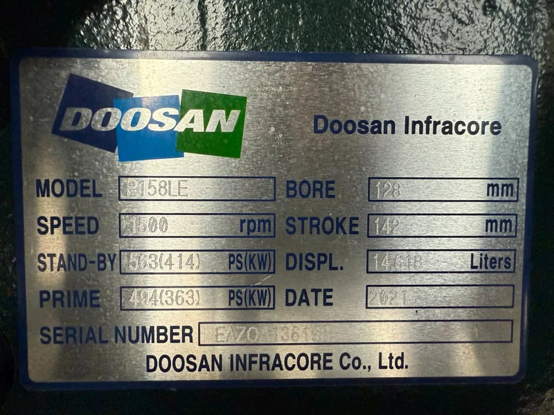 Doosan P158LE Teksan 440 kVA Silent Noodstroom generatorset Overstock New ! Surplus - Elektroģenerators: foto 4 Doosan P158LE Teksan 440 kVA Silent Noodstroom generatorset Overstock New ! Surplus - Elektroģenerators: foto 4