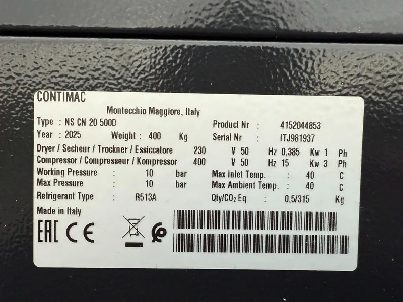 Fiac Contimac NS D20/500 15 kW 1677 L / min 10 Bar Schroefcompressor met Droger - Gaisa kompresors: foto 4 Fiac Contimac NS D20/500 15 kW 1677 L / min 10 Bar Schroefcompressor met Droger - Gaisa kompresors: foto 4