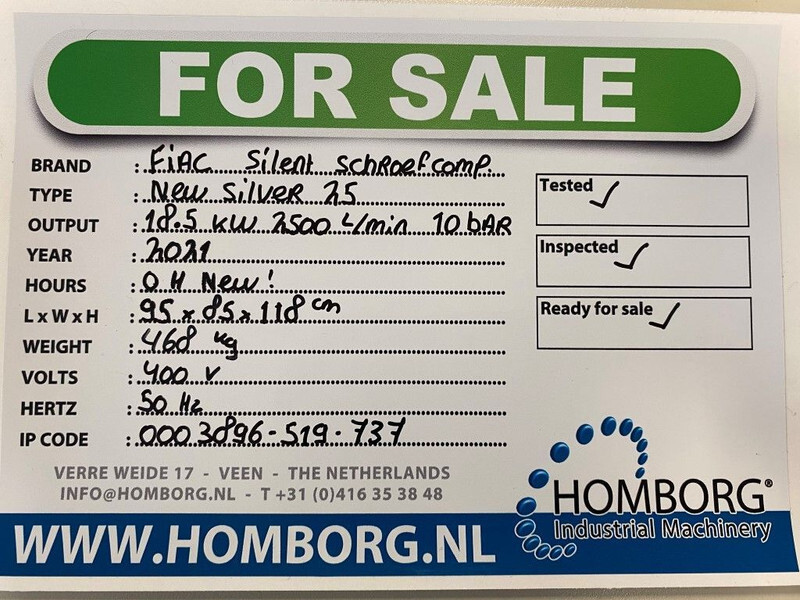 Fiac New Silver 25 Silent 18.5 kW 2500 L / min 10 Bar Elektrische Schroefcompressor - Gaisa kompresors: foto 2 Fiac New Silver 25 Silent 18.5 kW 2500 L / min 10 Bar Elektrische Schroefcompressor - Gaisa kompresors: foto 2