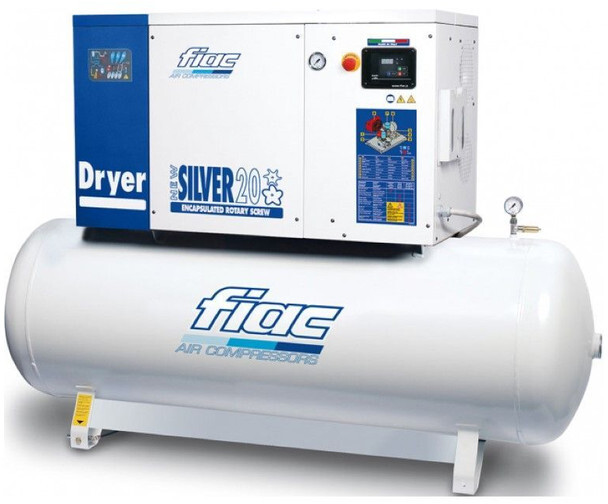 Fiac New Silver D 20 / 500 Silent 15 kW 1900 L / min 10 Bar Elektrische Schroefcompressor met ketel en droger - Gaisa kompresors: foto 1 Fiac New Silver D 20 / 500 Silent 15 kW 1900 L / min 10 Bar Elektrische Schroefcompressor met ketel en droger - Gaisa kompresors: foto 1