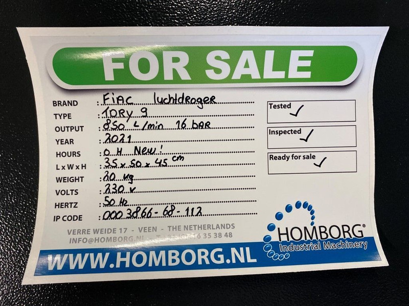 Jaunā Gaisa kompresors Fiac TDRY 9 luchtdroger 850 L / min 16 bar Airdryer New !: foto 11 Jaunā Gaisa kompresors Fiac TDRY 9 luchtdroger 850 L / min 16 bar Airdryer New !: foto 11