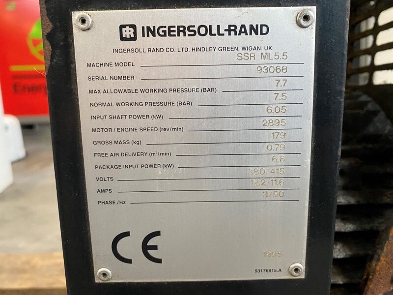 Ingersoll Rand SSR ML 5.5 SSR ML5.5 6 kW 800 L / min 7.5 Bar Elektrische Schroefcompressor - Gaisa kompresors: foto 3 Ingersoll Rand SSR ML 5.5 SSR ML5.5 6 kW 800 L / min 7.5 Bar Elektrische Schroefcompressor - Gaisa kompresors: foto 3