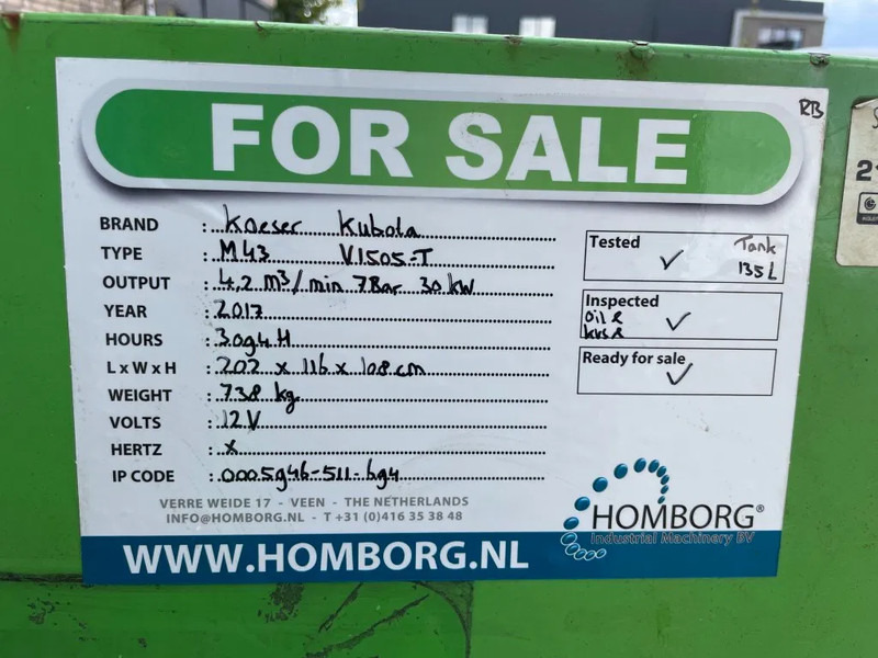 Gaisa kompresors Kaeser M43 Kubota 4,2 m3 / min 7 Bar 30 kW Silent Diesel Compressor: foto 16