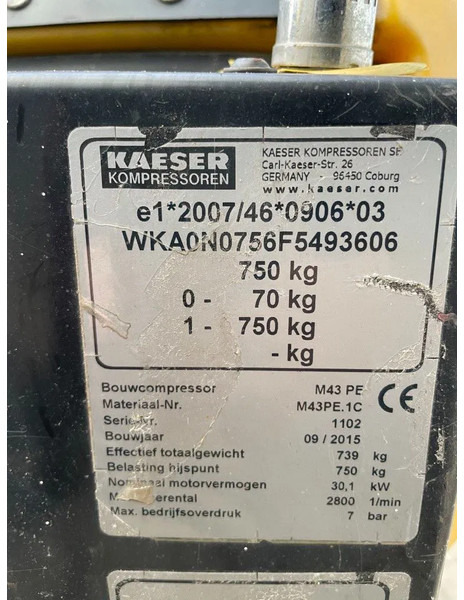 Gaisa kompresors Kaeser M43 Kubota 4,3 m3 / min 7 Bar 30 kW Mobielel Compressor: foto 18