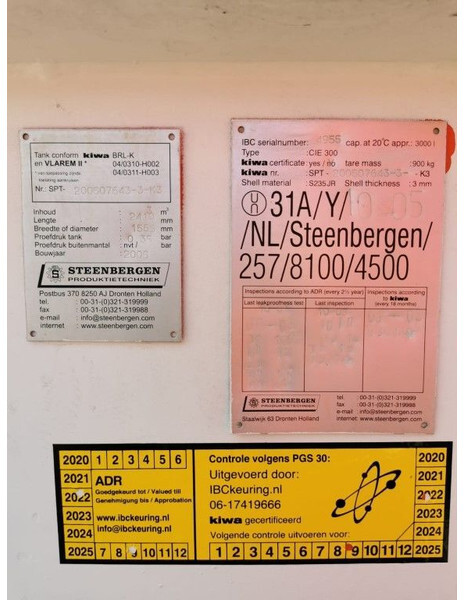 Kiwa IBC Steenbergen 3000 liter diesel tank met keuring ! - Uzglabāšanas tvertne: foto 3 Kiwa IBC Steenbergen 3000 liter diesel tank met keuring ! - Uzglabāšanas tvertne: foto 3