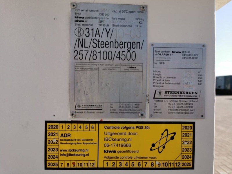 Kiwa IBC Steenbergen 3000 liter diesel tank met keuring ! - Uzglabāšanas tvertne: foto 3 Kiwa IBC Steenbergen 3000 liter diesel tank met keuring ! - Uzglabāšanas tvertne: foto 3