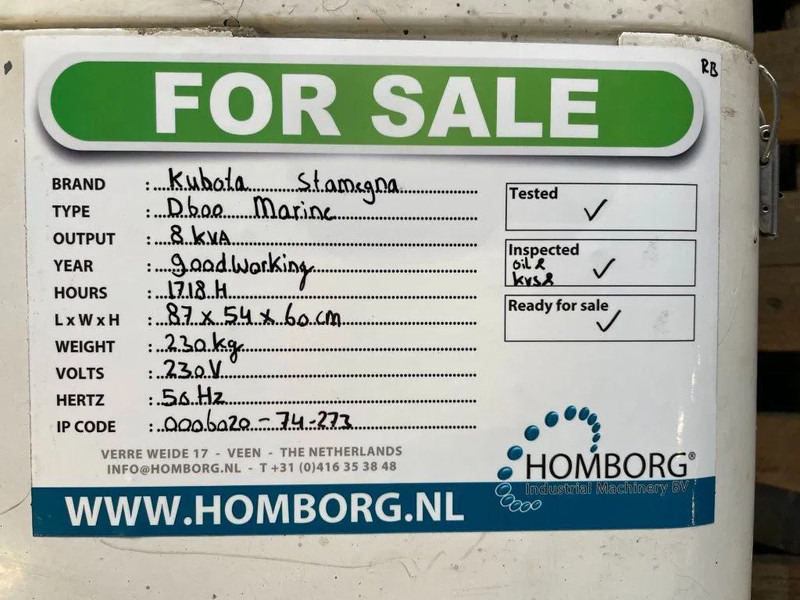Elektroģenerators Kubota D600 - 8 kVA Marine generatorset: foto 13