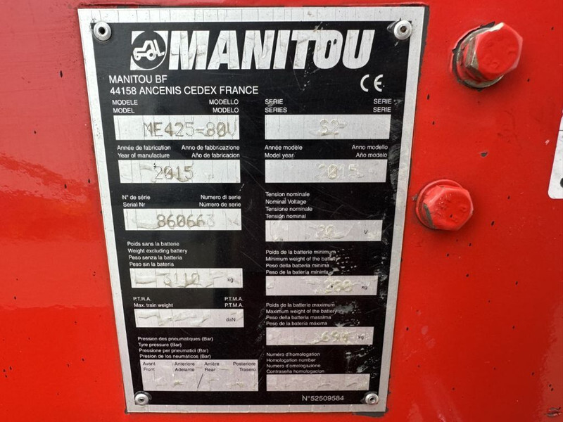 Manitou ME425-80V 2.5 ton Triplex Freelift Sideshift Elektra Heftruck - Elektroiekrāvējs: foto 3 Manitou ME425-80V 2.5 ton Triplex Freelift Sideshift Elektra Heftruck - Elektroiekrāvējs: foto 3