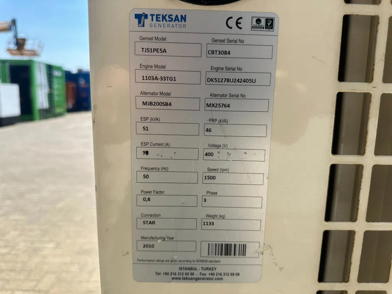 Perkins 1103A-33TG1 Marelli Teksan 51 kVA Silent generatorset 538 hours ! - Elektroģenerators: foto 4 Perkins 1103A-33TG1 Marelli Teksan 51 kVA Silent generatorset 538 hours ! - Elektroģenerators: foto 4