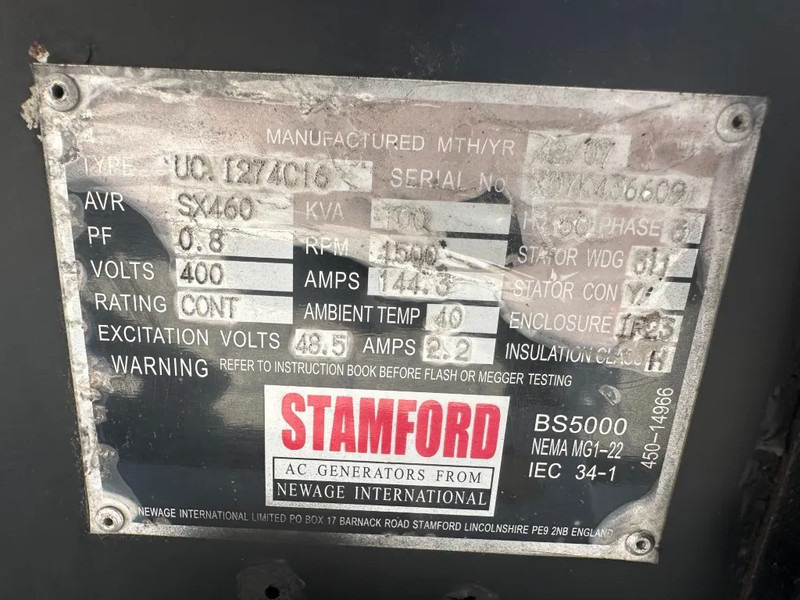 Elektroģenerators Perkins Stamford 100 kVA noodstroom generatorset: foto 14