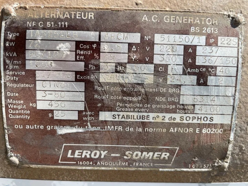 Elektroģenerators Renault Leroy Somer 100 kVA generatorset ex Emergency 66,1 hours: foto 6