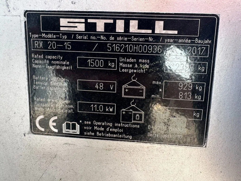 Still RX20-15 1.5 ton Triplex Freelift Sideshift Elekta Heftruck - Elektroiekrāvējs: foto 4 Still RX20-15 1.5 ton Triplex Freelift Sideshift Elekta Heftruck - Elektroiekrāvējs: foto 4