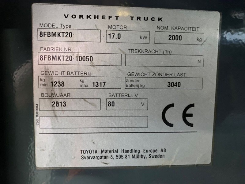 Toyota 2 ton Traigo 20 Duplex Sideshift Elektra Heftruck - Elektroiekrāvējs: foto 5 Toyota 2 ton Traigo 20 Duplex Sideshift Elektra Heftruck - Elektroiekrāvējs: foto 5