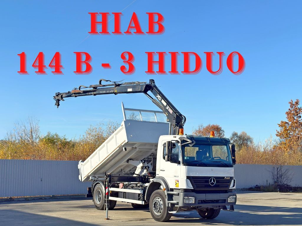 Mercedes-Benz AXOR 1833 * HIAB 144 B - 3 HIDUO + FUNK * TOP - Kravas automašīna pašizgāzējs, Kravas auto ar manipulatoru: foto 1 Mercedes-Benz AXOR 1833 * HIAB 144 B - 3 HIDUO + FUNK * TOP - Kravas automašīna pašizgāzējs, Kravas auto ar manipulatoru: foto 1