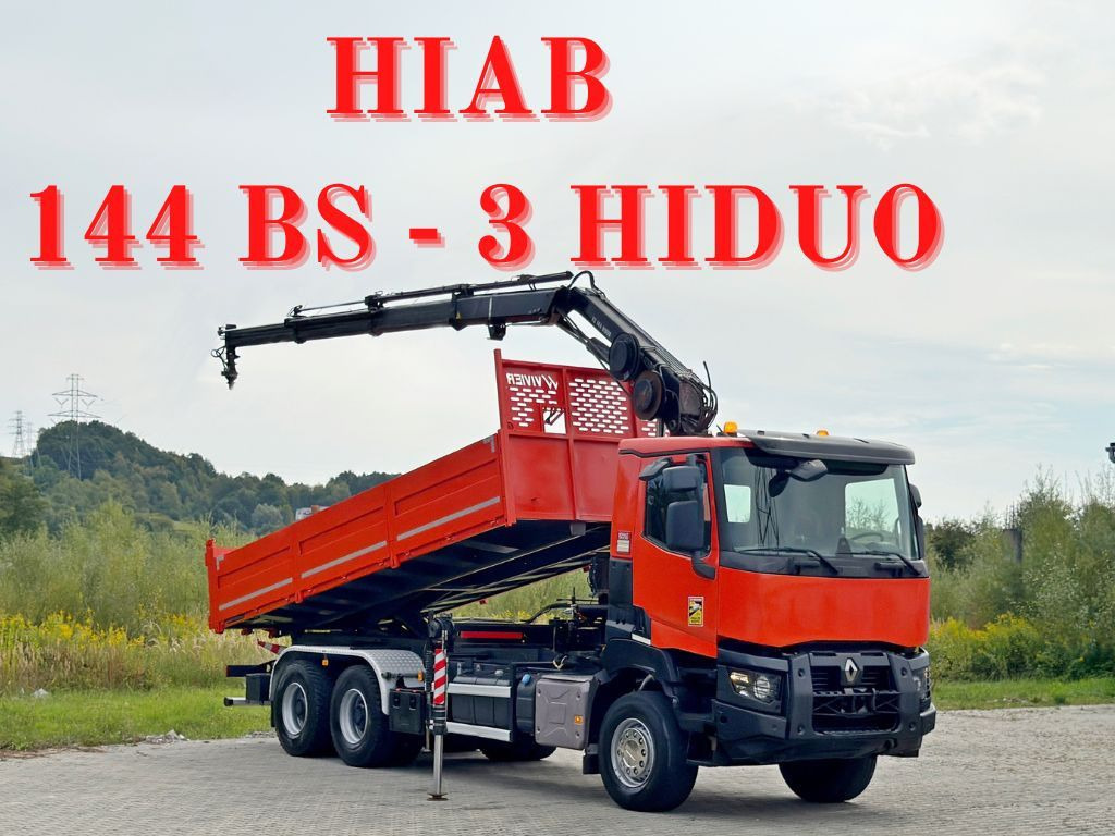 Renault K 380 * HIAB 144 BS - 3 HIDUO + FUNK * 6x4 * TOP - Kravas automašīna pašizgāzējs, Kravas auto ar manipulatoru: foto 1 Renault K 380 * HIAB 144 BS - 3 HIDUO + FUNK * 6x4 * TOP - Kravas automašīna pašizgāzējs, Kravas auto ar manipulatoru: foto 1