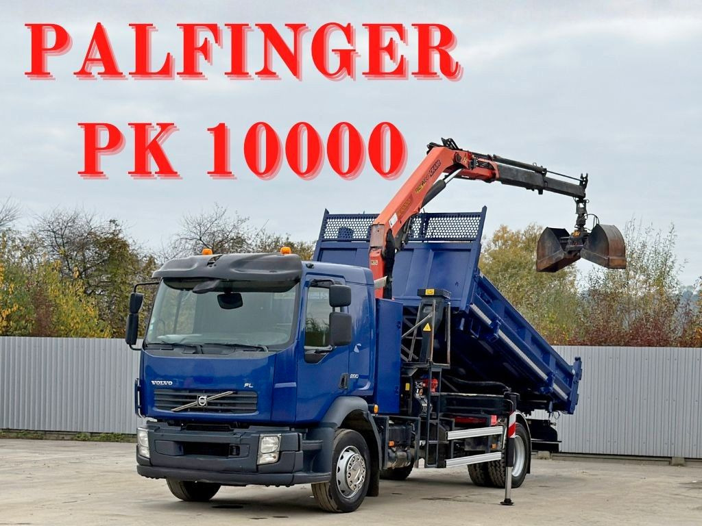 Volvo FL280 KIPPER 4,35m * PALFINGER PK 10000 + FUNK - Kravas automašīna pašizgāzējs, Kravas auto ar manipulatoru: foto 1 Volvo FL280 KIPPER 4,35m * PALFINGER PK 10000 + FUNK - Kravas automašīna pašizgāzējs, Kravas auto ar manipulatoru: foto 1