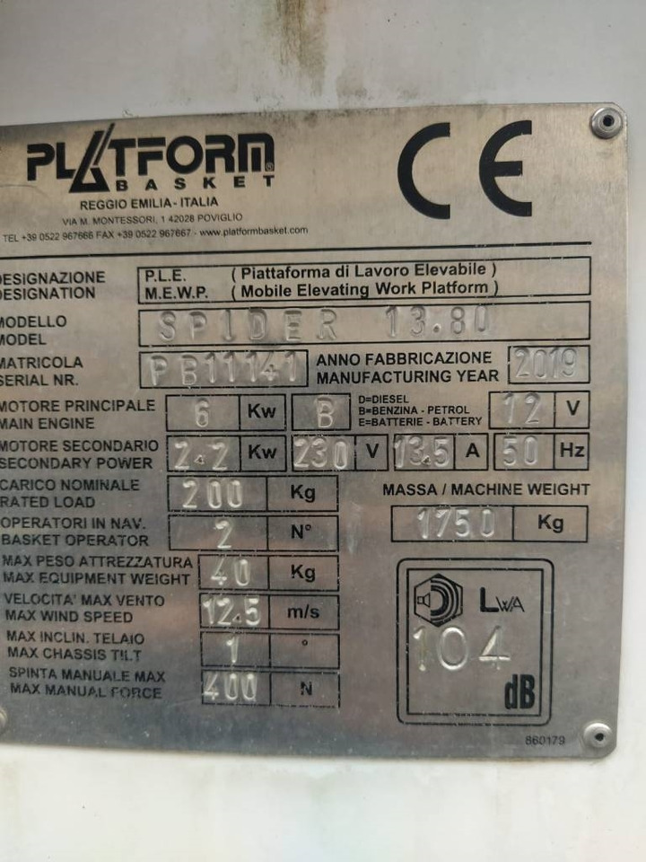 Platform Basket 13.80  - Pacēlājs: foto 4 Platform Basket 13.80  - Pacēlājs: foto 4