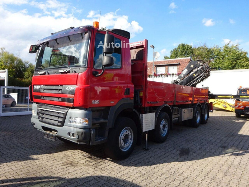 DAF CF 85.410 - Flatbed + crane - Bortu kravas automašīna/ Platforma, Kravas auto ar manipulatoru: foto 1 DAF CF 85.410 - Flatbed + crane - Bortu kravas automašīna/ Platforma, Kravas auto ar manipulatoru: foto 1