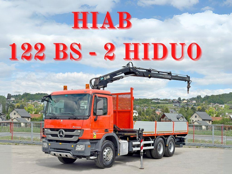 Mercedes-Benz ACTROS 2636 *HIAB 122 BS-2 HIDUO + FUNK/6x4 * TOP - Bortu kravas automašīna/ Platforma, Kravas auto ar manipulatoru: foto 1 Mercedes-Benz ACTROS 2636 *HIAB 122 BS-2 HIDUO + FUNK/6x4 * TOP - Bortu kravas automašīna/ Platforma, Kravas auto ar manipulatoru: foto 1
