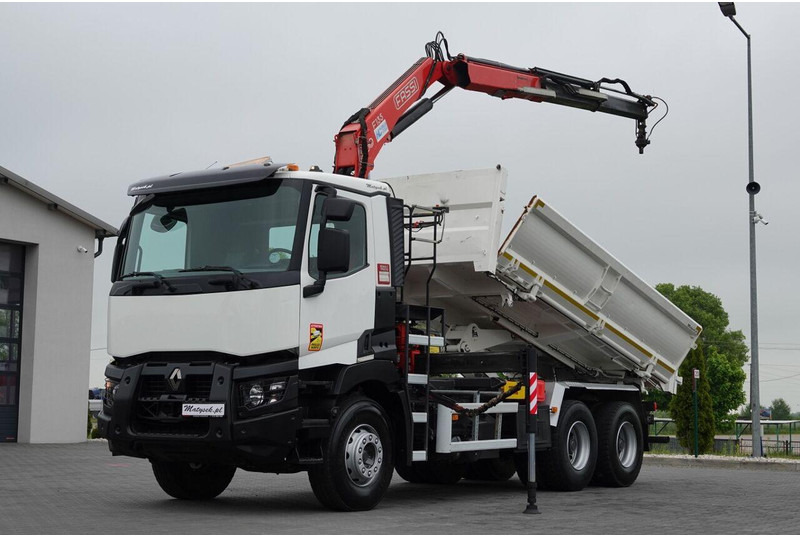 Renault C 380 / 6x4 / WYWROTKA 3 STRONNA  + HDS FASSI F135 / HYDROBURTA - Kravas automašīna pašizgāzējs, Kravas auto ar manipulatoru: foto 1 Renault C 380 / 6x4 / WYWROTKA 3 STRONNA  + HDS FASSI F135 / HYDROBURTA - Kravas automašīna pašizgāzējs, Kravas auto ar manipulatoru: foto 1