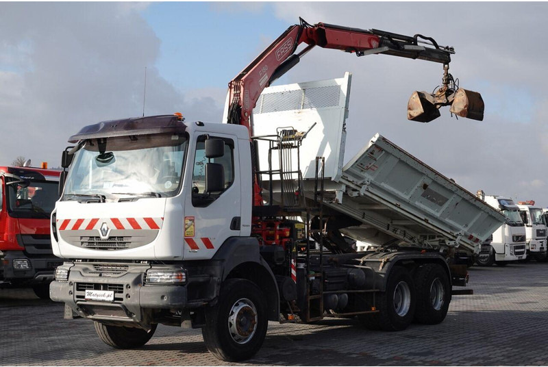 Renault KERAX 410 / 6x4 / WYWROTKA + HDS FASSI F150 / HYDROBURTA / BORDM - Kravas automašīna pašizgāzējs, Kravas auto ar manipulatoru: foto 1 Renault KERAX 410 / 6x4 / WYWROTKA + HDS FASSI F150 / HYDROBURTA / BORDM - Kravas automašīna pašizgāzējs, Kravas auto ar manipulatoru: foto 1