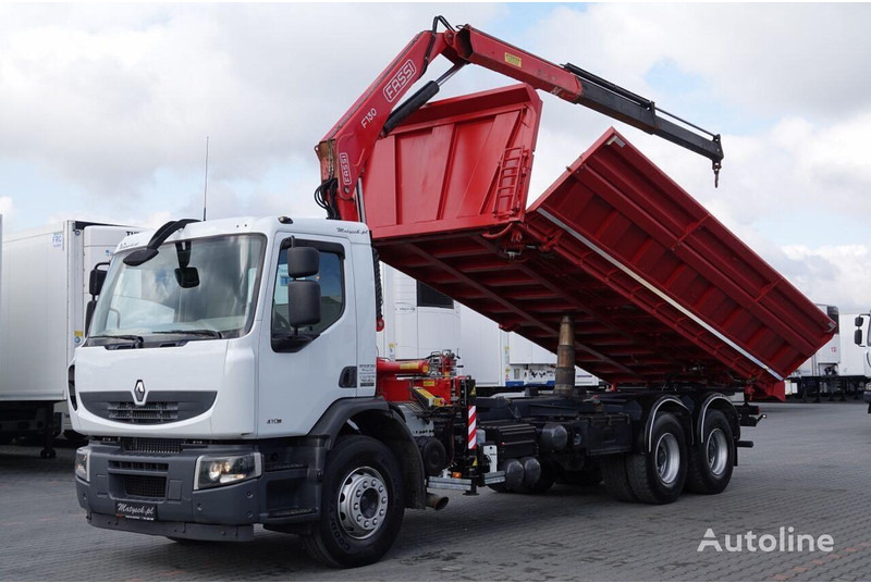 Renault LANDER 3 way tipper + crane FASSI 130 6x4 - Kravas automašīna pašizgāzējs, Kravas auto ar manipulatoru: foto 1 Renault LANDER 3 way tipper + crane FASSI 130 6x4 - Kravas automašīna pašizgāzējs, Kravas auto ar manipulatoru: foto 1