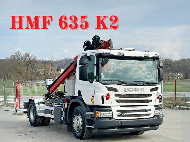 Scania P 250 * HMF 635 K2 + FUNK * TOPZUSTAND - Kravas automašīna pašizgāzējs, Kravas auto ar manipulatoru: foto 1 Scania P 250 * HMF 635 K2 + FUNK * TOPZUSTAND - Kravas automašīna pašizgāzējs, Kravas auto ar manipulatoru: foto 1