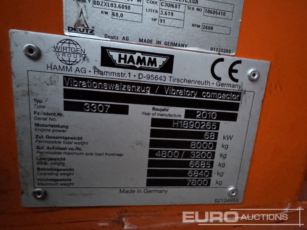 2010 Hamm 3307 - Veltnis: foto 1 2010 Hamm 3307 - Veltnis: foto 1