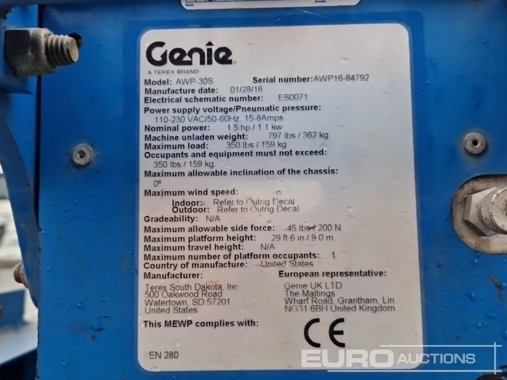 Pacēlājs 2016 Genie AWP-30S: foto 17