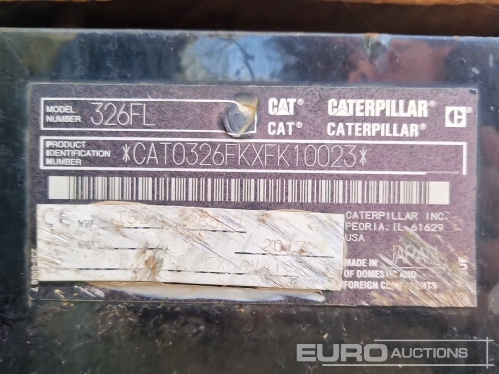 Kāpurķēžu ekskavators 2017 CAT 326F: foto 47