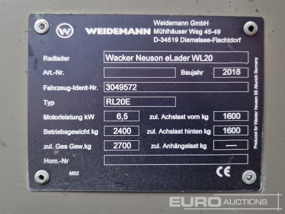 2018 Wacker Neuson WL20 - Riteņu iekrāvējs: foto 2 2018 Wacker Neuson WL20 - Riteņu iekrāvējs: foto 2