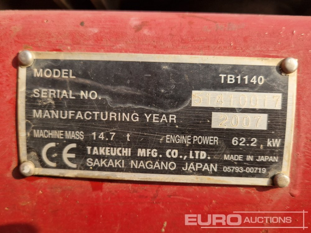 Kāpurķēžu ekskavators Takeuchi TB1140: foto 37