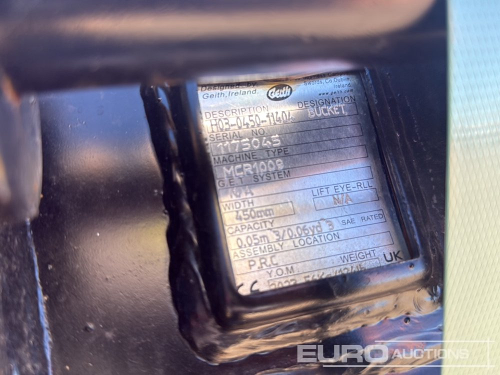 Geith Bucket H03-0450-11404 to Suit MCR1009 (S/N 1175045), Bucket H03-0450-11071 to Suit MCR1009 (S/N 1166016) - Kauss: foto 5 Geith Bucket H03-0450-11404 to Suit MCR1009 (S/N 1175045), Bucket H03-0450-11071 to Suit MCR1009 (S/N 1166016) - Kauss: foto 5