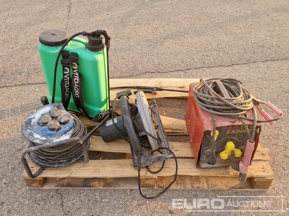 Pallet of Welding Machine, Circular Saw, Cable Reel, Backpack Sprayer - Celtniecības maisītājs: foto 5 Pallet of Welding Machine, Circular Saw, Cable Reel, Backpack Sprayer - Celtniecības maisītājs: foto 5