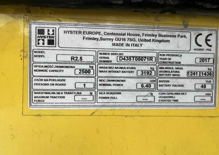 Hyster R2.5 - Bīdmasta krautņotājs: foto 4 Hyster R2.5 - Bīdmasta krautņotājs: foto 4