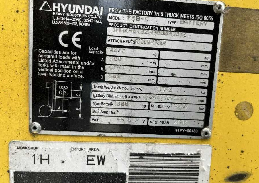 Hyundai 25B-9 - Elektroiekrāvējs: foto 4 Hyundai 25B-9 - Elektroiekrāvējs: foto 4