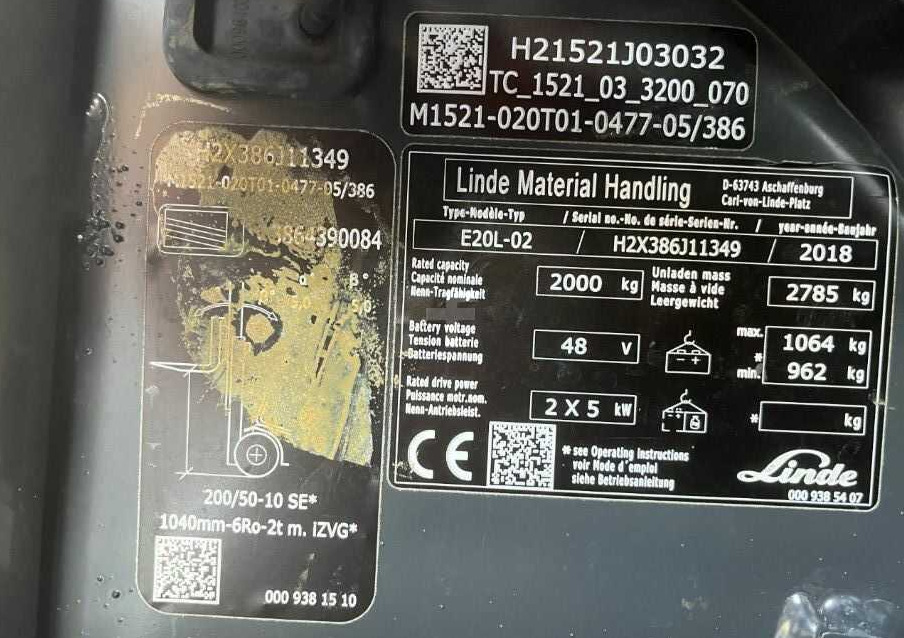 Linde E20L-02 - Elektroiekrāvējs: foto 4 Linde E20L-02 - Elektroiekrāvējs: foto 4