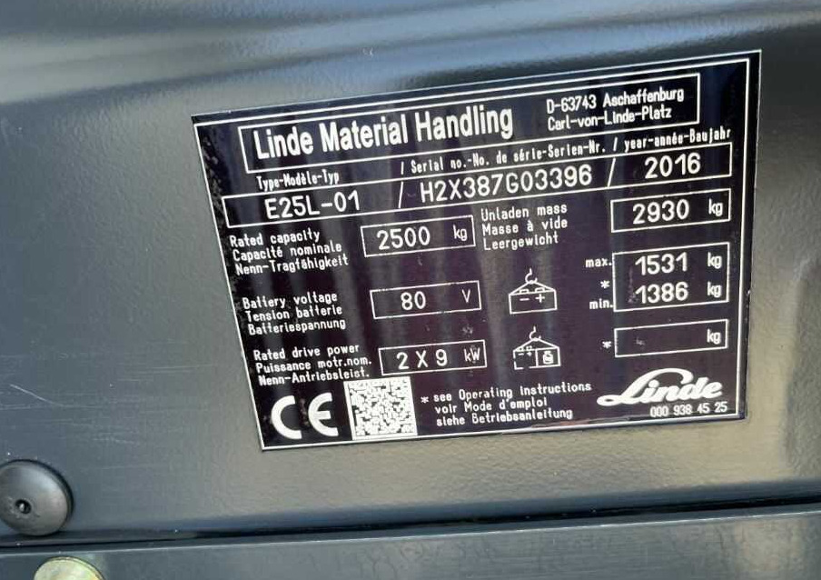 Linde E25 - Elektroiekrāvējs: foto 4 Linde E25 - Elektroiekrāvējs: foto 4