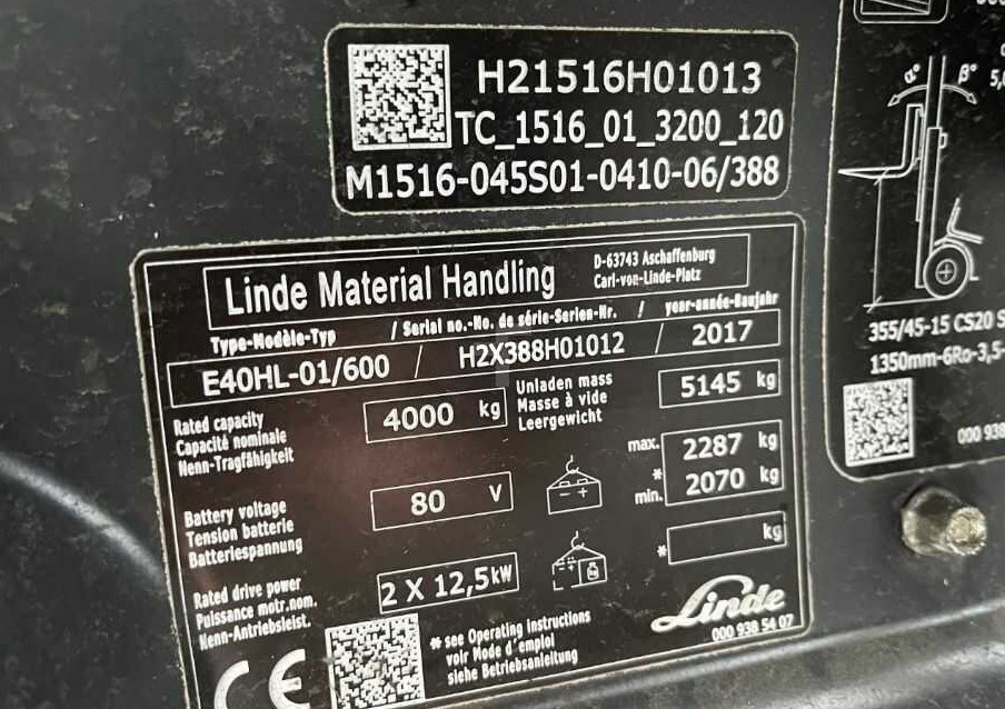 Linde E40/600HL - Elektroiekrāvējs: foto 1 Linde E40/600HL - Elektroiekrāvējs: foto 1