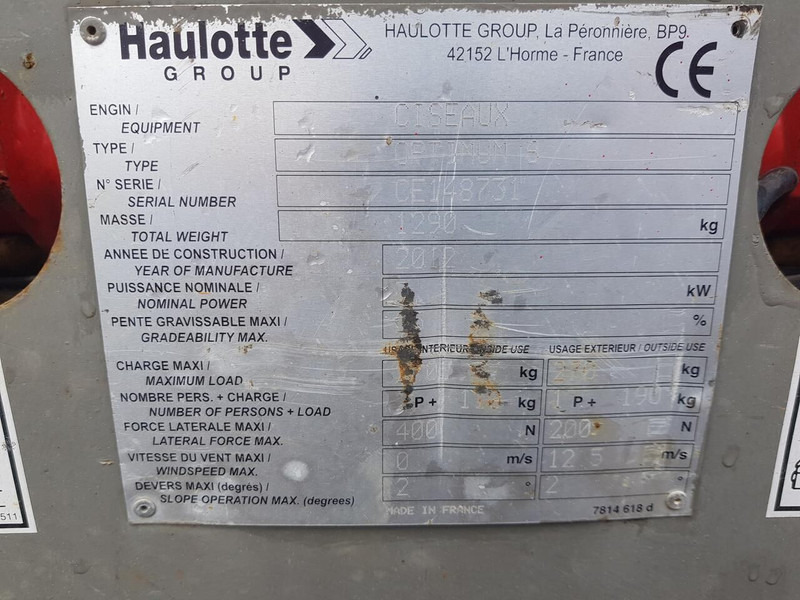 Haulotte Optium 6 - Šķērveida pacēlājs: foto 3 Haulotte Optium 6 - Šķērveida pacēlājs: foto 3